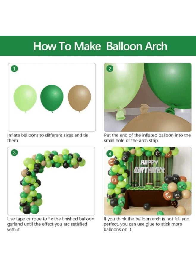 Minecraft Theme Pixel Birthday Latex Balloon Arch Kit - Image 2