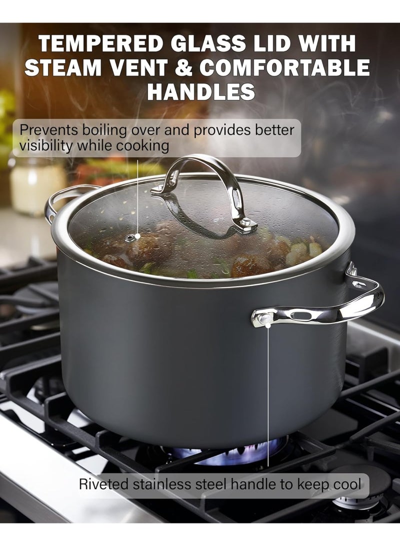 Cooks Standard وعاء طهي قياسي من كوك مع غطاء زجاجي، 7-كوارت، كلاسيكي، غير لاصق، أسود - Image 3
