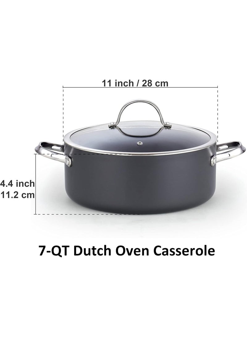 Cooks Standard وعاء طهي قياسي من كوك مع غطاء زجاجي، 7-كوارت، كلاسيكي، غير لاصق، أسود - Image 2