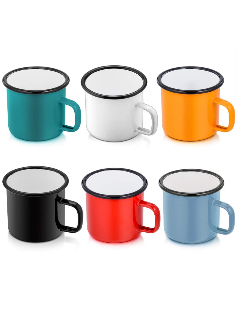 P&P CHEF PP CHEF Enamel Camping Coffee Mug Set of 6 Small Colored Mugs Cups for Family GatheringFriend PartyCampingPicnicFishing Lightweight  Portable 12 Ounce 350ML  Multicolor 