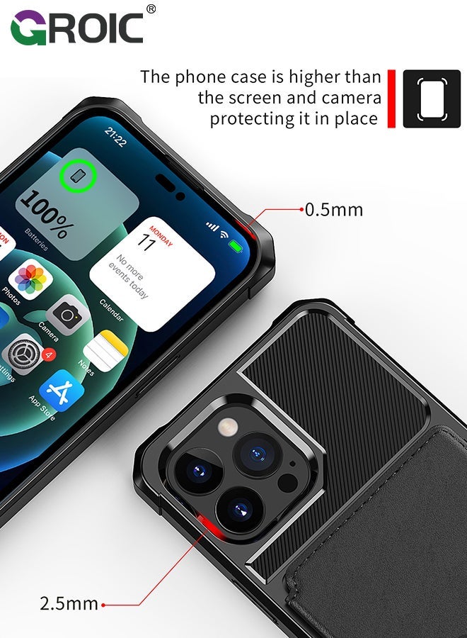 GROIC Design for iPhone 15 Pro 6.1 Inches Phone Case Wallet Magnetic Back Case with Card Slots Shell Stand Function Ultra Thin Anti-Fingerprint Shockproof Protective Cover - Image 3