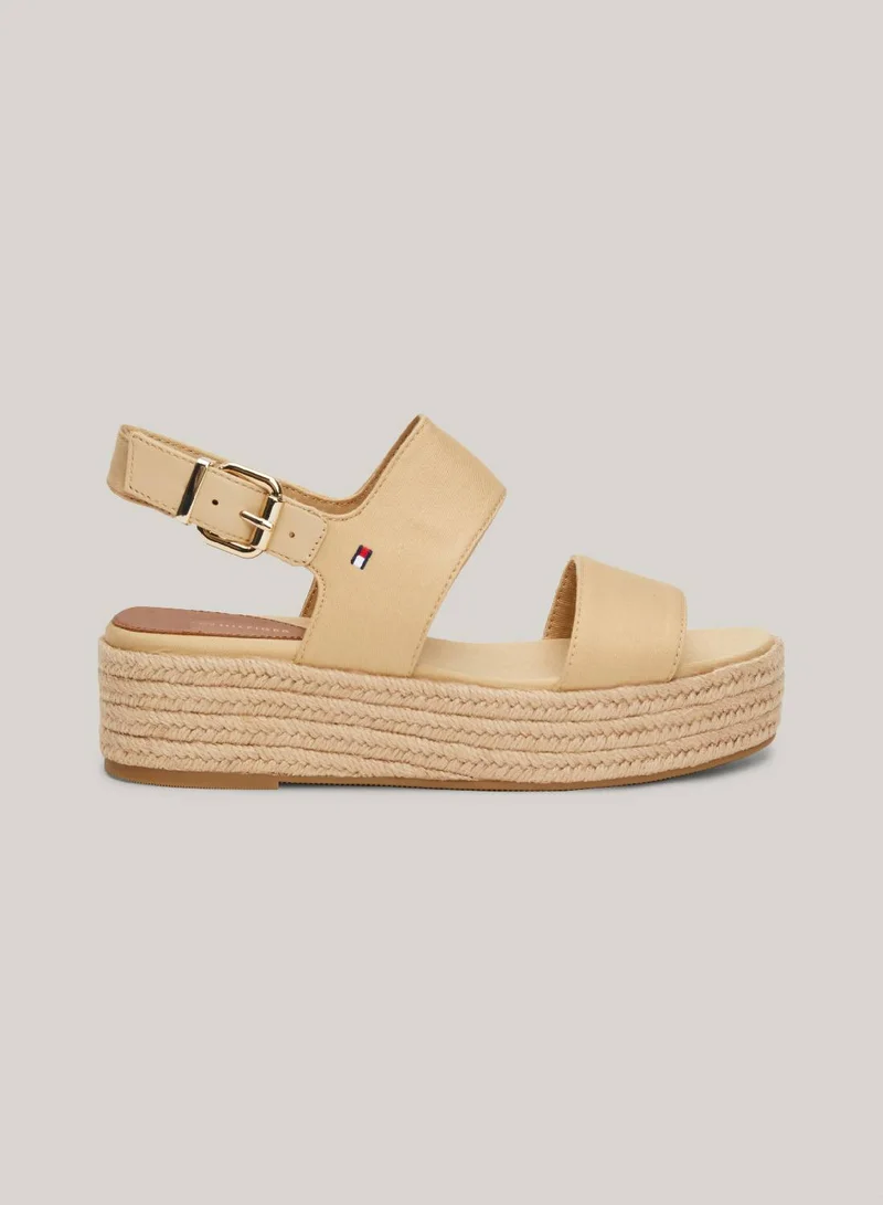 TOMMY HILFIGER Women's Mid Platform Wedges/ Cotton Espadrilles - Cotton, Beige