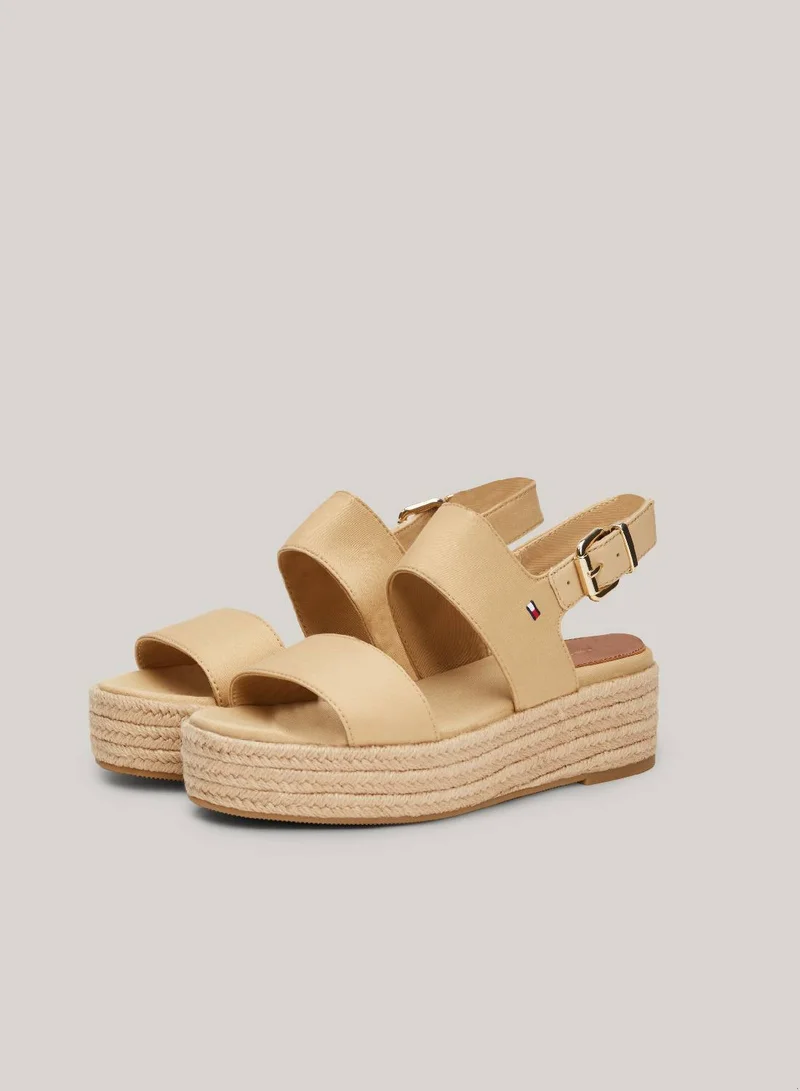 TOMMY HILFIGER Women's Mid Platform Wedges/ Cotton Espadrilles - Cotton, Beige