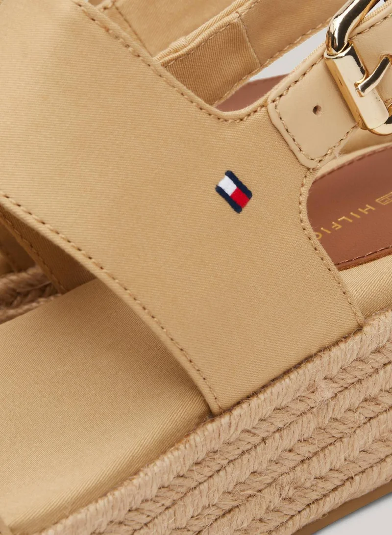 TOMMY HILFIGER Women's Mid Platform Wedges/ Cotton Espadrilles - Cotton, Beige