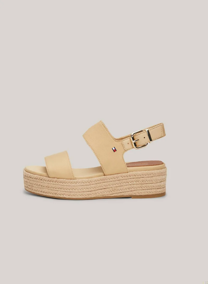 TOMMY HILFIGER Women's Mid Platform Wedges/ Cotton Espadrilles - Cotton, Beige