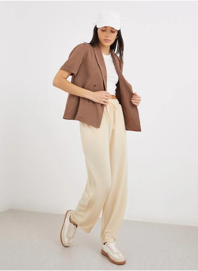 Styli Styli Women Cream Straight Leg Knitted Joggers