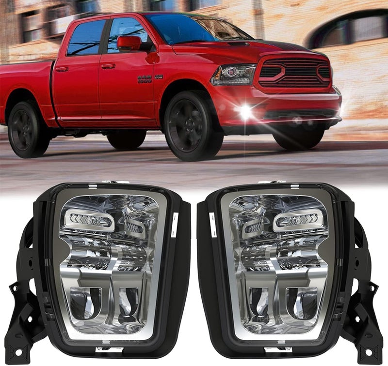 Z-OFFROAD New Version LED Fog Lights Compatible with Dodge Ram 1500 2013 2014 2015 2016 2017 2018 Bumper Driving Fog Lamps Replacement – 1 Pair Silver - Image 1