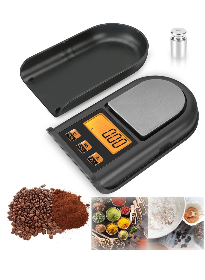 SYOSI Digital Milligram Scale 50 X 0.01g, Mini Electronic Jewelry Scale Kitchen Food Coffee High Precision Pocket Scales with 50g Calibration Weights, LCD Display, Tare, and PCS Features - Image 1