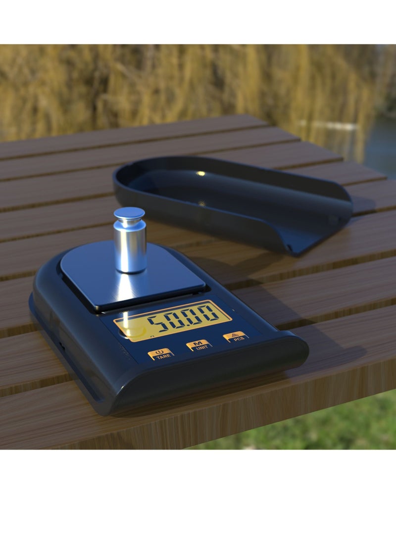 SYOSI Digital Milligram Scale 50 X 0.01g, Mini Electronic Jewelry Scale Kitchen Food Coffee High Precision Pocket Scales with 50g Calibration Weights, LCD Display, Tare, and PCS Features - Image 2