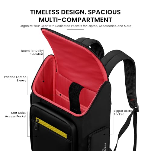 REDHORNS Robust Backpack Water-Resistant 15.6" Laptop Bag, Vintage Hiking with Luggage Sleeve for Work, Travel Rucksack, and Daily Use - Suitable for Men and Women (BP047-A-Black) - Image 5