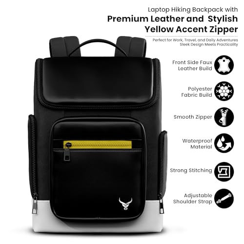 REDHORNS Robust Backpack Water-Resistant 15.6" Laptop Bag, Vintage Hiking with Luggage Sleeve for Work, Travel Rucksack, and Daily Use - Suitable for Men and Women (BP047-A-Black) - Image 4