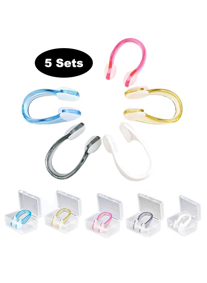5 Sets Nose Clip, Reusable Convenient Waterproof Nose Protector with Waterproof Silica Gel for Showering Bathing Surfing Snorkeling Other Water Sports - Image 1
