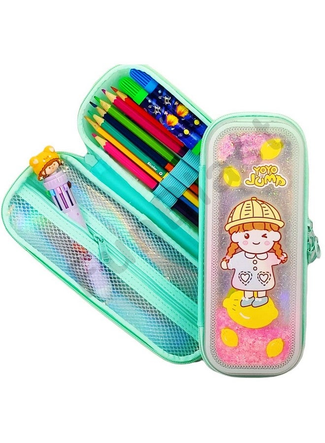 فنبلاست حقائب أقلام فن بلاست للبنات - حقيبة متعددة الأغراض بسحاب للفتيات في المدارس، صندوق منظم للأدوات المكتبية، حقيبة أقلام أنيقة لطالبات المدارس والجامعات - Image 1