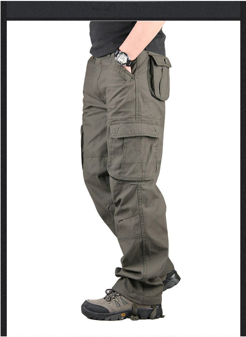 Squality 2Pcs Solid Multi Pockets Detail Cargo Pants Army