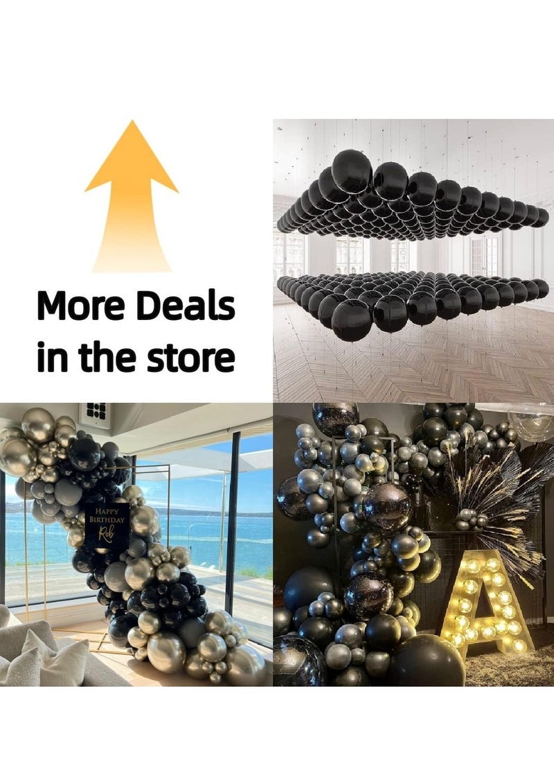 ميكسد بالونات سوداء بالونات حفلات لاتكس - 100 عبوة 12 بوصة بالونات هيليوم مستديرة لزينة حفلة عيد ميلاد زفاف ذات طابع أسود ، مستلزمات الحفلات - Image 2