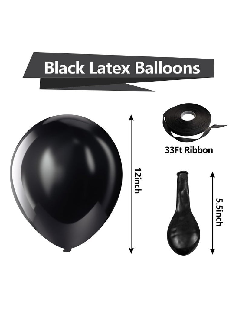 ميكسد بالونات سوداء بالونات حفلات لاتكس - 100 عبوة 12 بوصة بالونات هيليوم مستديرة لزينة حفلة عيد ميلاد زفاف ذات طابع أسود ، مستلزمات الحفلات - Image 3