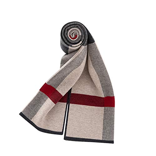 Lallier Men's Merino Wool Scarf, Long Winter Neckwear with Gift Box (Camel Black) - Image 2