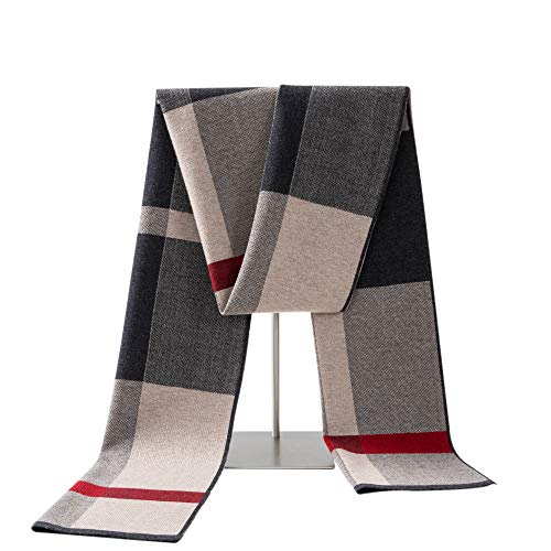 Lallier Men's Merino Wool Scarf, Long Winter Neckwear with Gift Box (Camel Black) - Image 1
