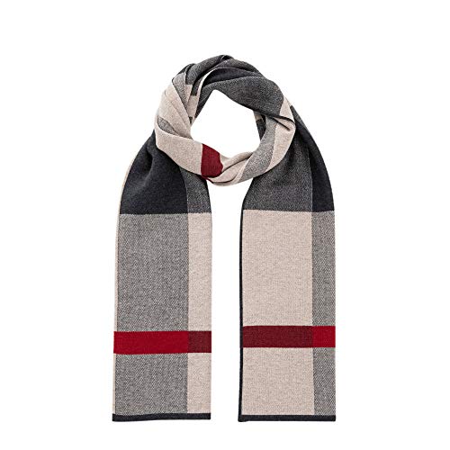 Lallier Men's Merino Wool Scarf, Long Winter Neckwear with Gift Box (Camel Black) - Image 3