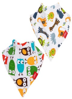Nuby Nuby 2-pk Dribble Catcher Bandana bibs, Super Absorbent Drool Bib with Soft Comfort Neckline, Neutral  - Image 1