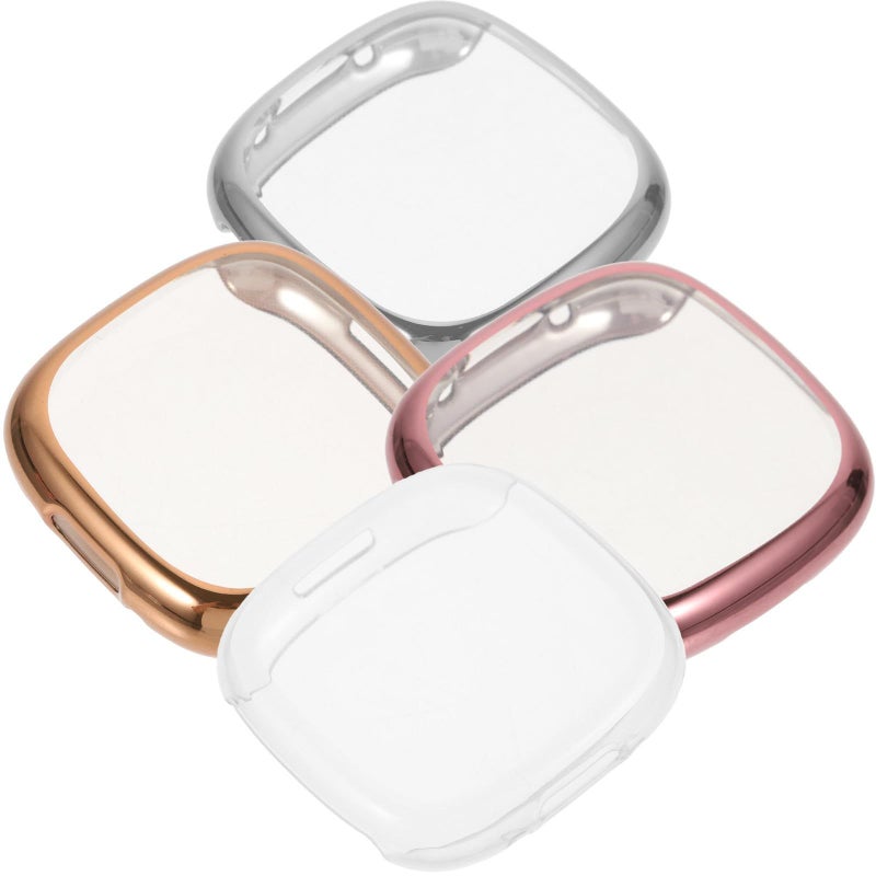 4 Pcs TPU Full Coverage Watch Cases For Smartwatch With Anti Scratch Detachable Screen Protector Replacement Cover Pink Rose - Image 2
