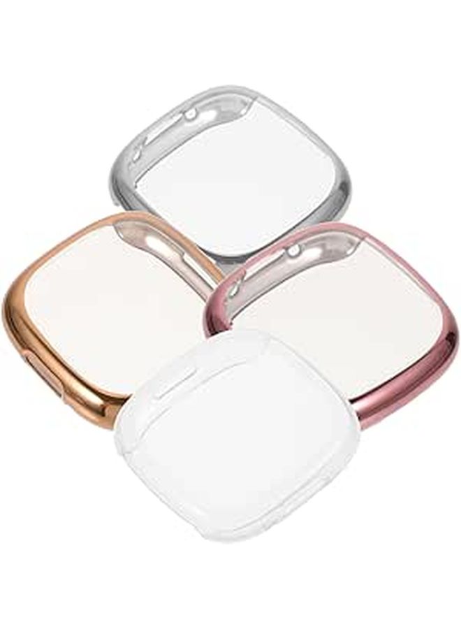 4 Pcs TPU Full Coverage Watch Cases For Smartwatch With Anti Scratch Detachable Screen Protector Replacement Cover Pink Rose - Image 1