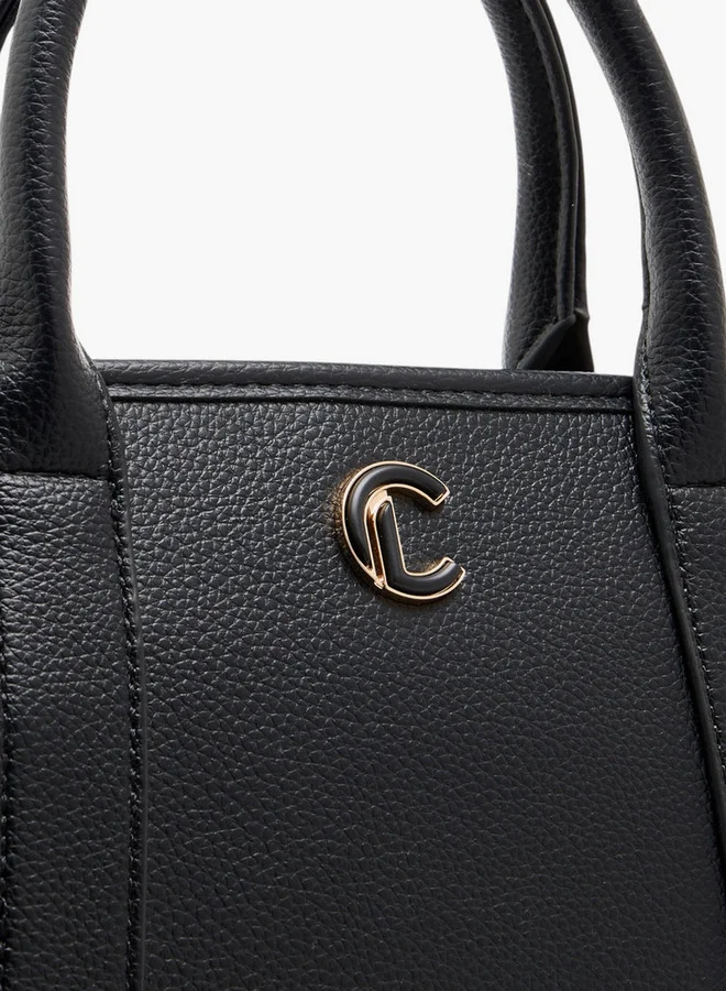 Le Confort Women's Textured Tote Bag with Double Handle and Zip Closure
