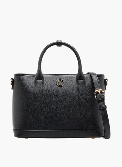 Le Confort Women's Textured Tote Bag with Double Handle and Zip Closure