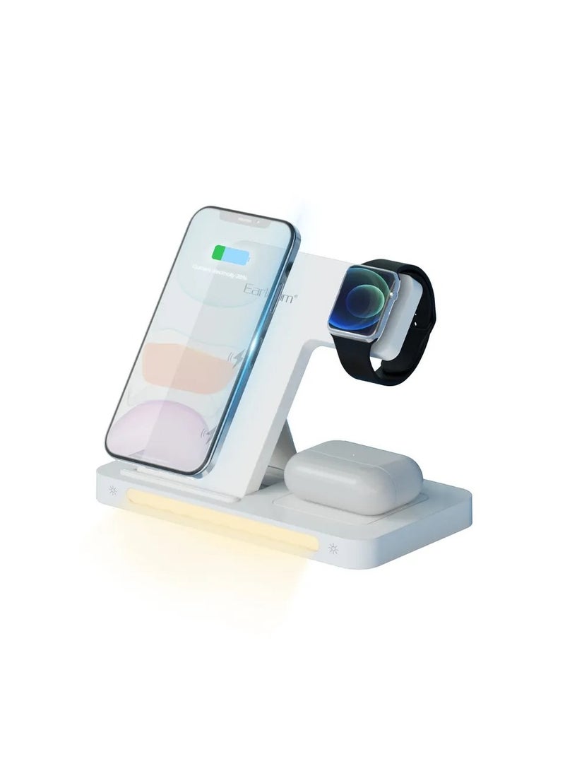 Earldom 15W wireless charger 3 in one Adapter Fast Charging 3 in 1 Wireless Charger Foldable For iPhone for iWatch - Image 1