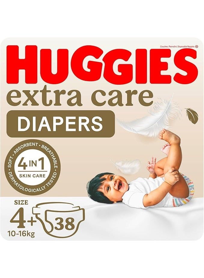 Huggies Extra Care, Size 4+, 10 -16 kg, Value Pack, 38 Diapers - Image 1