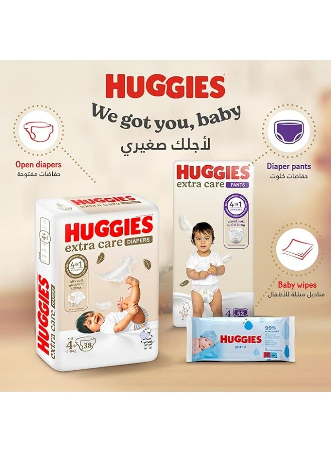 Huggies Extra Care, Size 4+, 10 -16 kg, Value Pack, 38 Diapers - Image 5