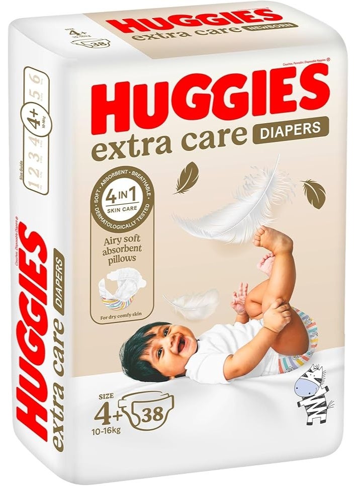 Huggies Extra Care, Size 4+, 10 -16 kg, Value Pack, 38 Diapers - Image 4