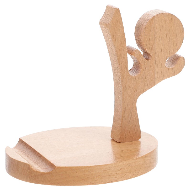 Wooden Smartphone Stand Tablet Holder with Stable Base Compact for Home Office - Image 2