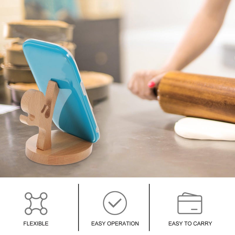 Wooden Smartphone Stand Tablet Holder with Stable Base Compact for Home Office - Image 4