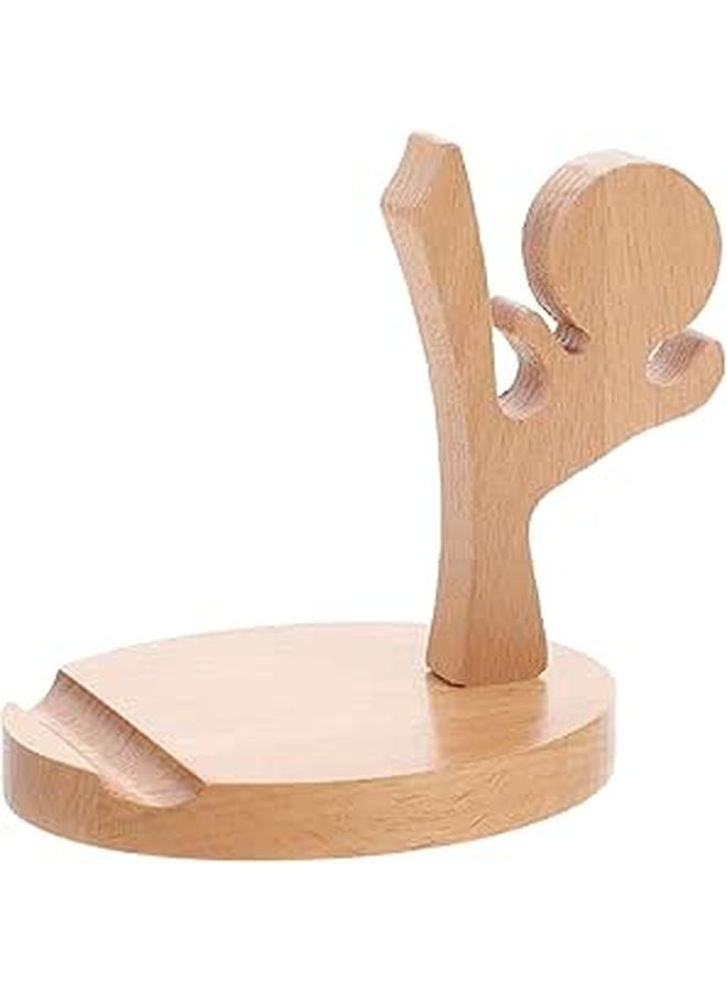 Wooden Smartphone Stand Tablet Holder with Stable Base Compact for Home Office - Image 1