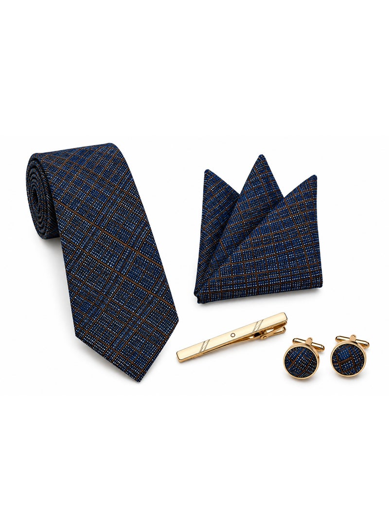 Luxury Men's Tie Set, 4 Pieces - Handcrafted from Imported Materials - Includes Pocket Square, Cufflinks, Tie Clip - Classic Design with a Modern Touch - Gift Box Available for Special Occasions - Image 2