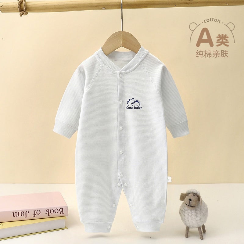 Heng Song Baby Long-Sleeve Cotton Romper | Newborn Infant Bodysuit | Soft Seamless Single-Breasted Crawling Outfit - Image 1