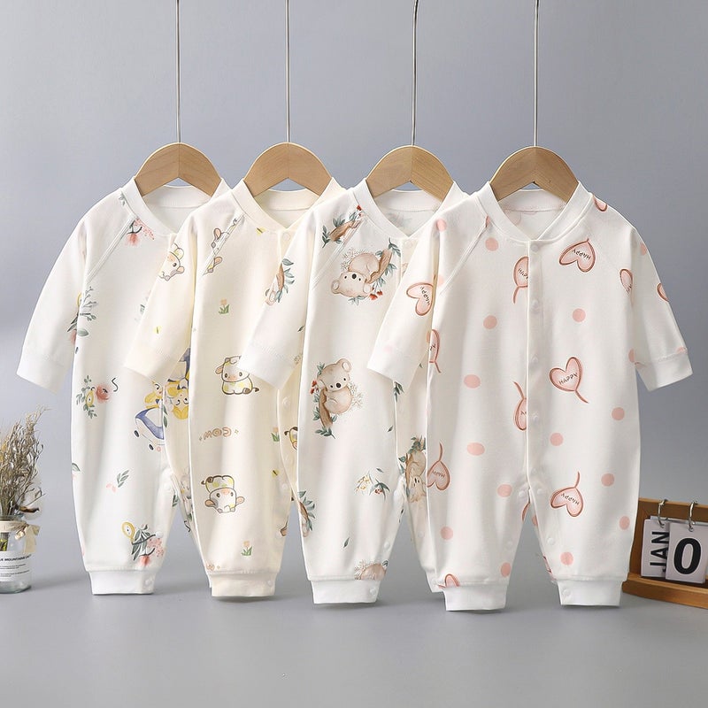Heng Song Baby Long-Sleeve Cotton Romper | Newborn Infant Bodysuit | Soft Seamless Single-Breasted Crawling Outfit - Image 2