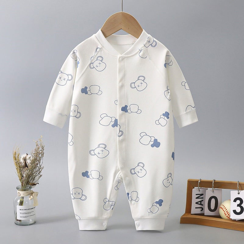 Heng Song Baby Long-Sleeve Cotton Romper | Newborn Infant Bodysuit | Soft Seamless Single-Breasted Crawling Outfit - Image 5