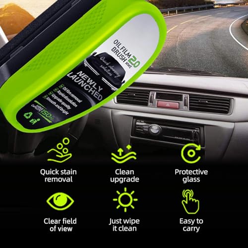 SUNDEER Automotive Oil Film Cleaning Brush for Car Windows,Glass Oil Film Remover for Car Glass Guard,2026 Upgrade 2.0 Cleaning Doard, 150ml Universal Clear vision Glass windshield Cleaner (1PCS) - Image 2