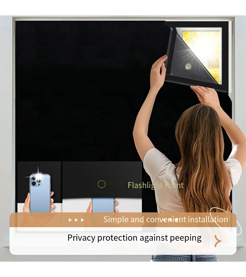 No Drill Portable Black Shading Curtains 35.4 Inch Width 70.9 Inch Length Temporary Detachable Hook and Loop Blinds for Window Bedroom Room Dormitory - Image 1