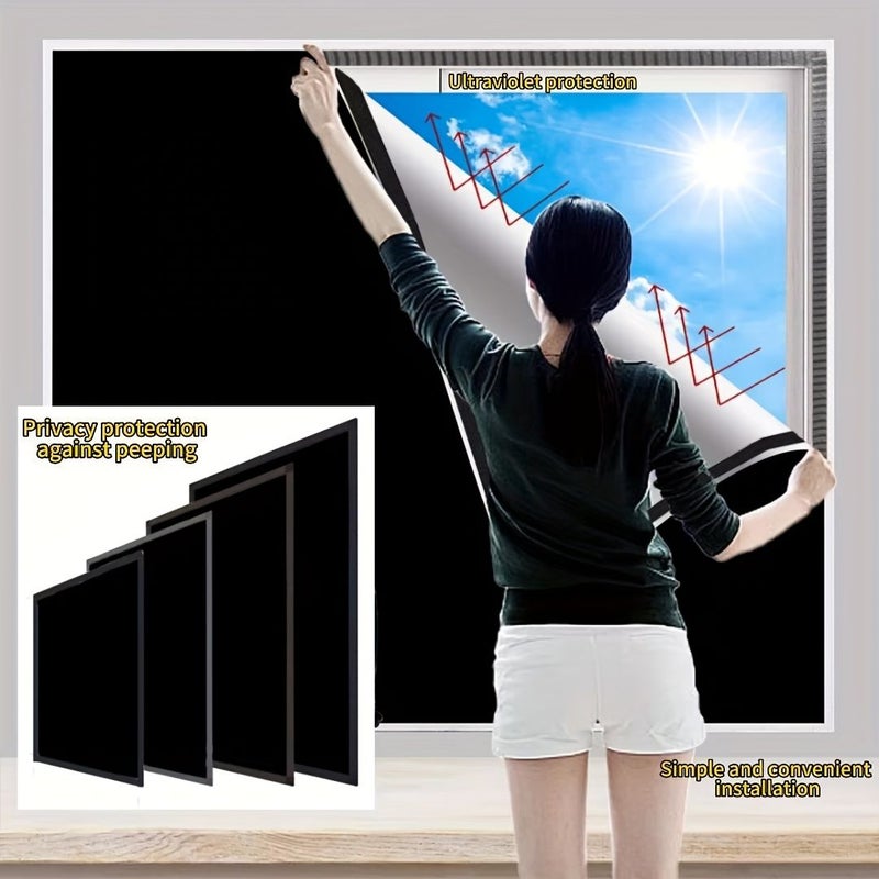 No Drill Portable Black Shading Curtains 35.4 Inch Width 70.9 Inch Length Temporary Detachable Hook and Loop Blinds for Window Bedroom Room Dormitory - Image 5
