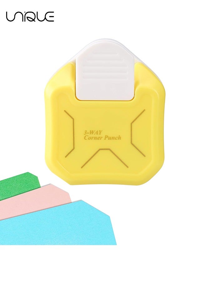Unique Corner Cutter 3 Way Chamfer Corner Punch, 3 in 1 Craft Paper Corner Cutter for Paper Crafts, Laminate, Cardstock, Business Card, DIY Projects, Photo, Card Making and Scrapbooking - Yellow - Image 1