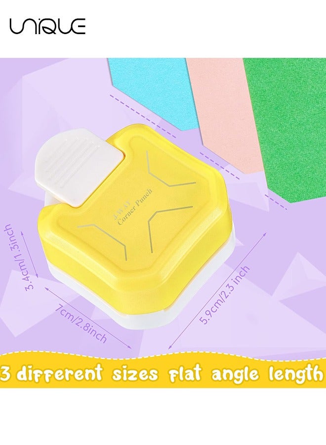 Unique Corner Cutter 3 Way Chamfer Corner Punch, 3 in 1 Craft Paper Corner Cutter for Paper Crafts, Laminate, Cardstock, Business Card, DIY Projects, Photo, Card Making and Scrapbooking - Yellow - Image 2