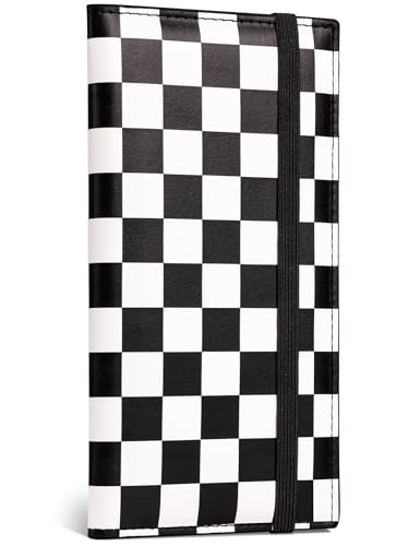 Zreal Checkbook Cover for Women & Men, Premium PU Leather RFID Blocking Check Book Cover for Duplicate Checks (Black White Checkered) - Image 1