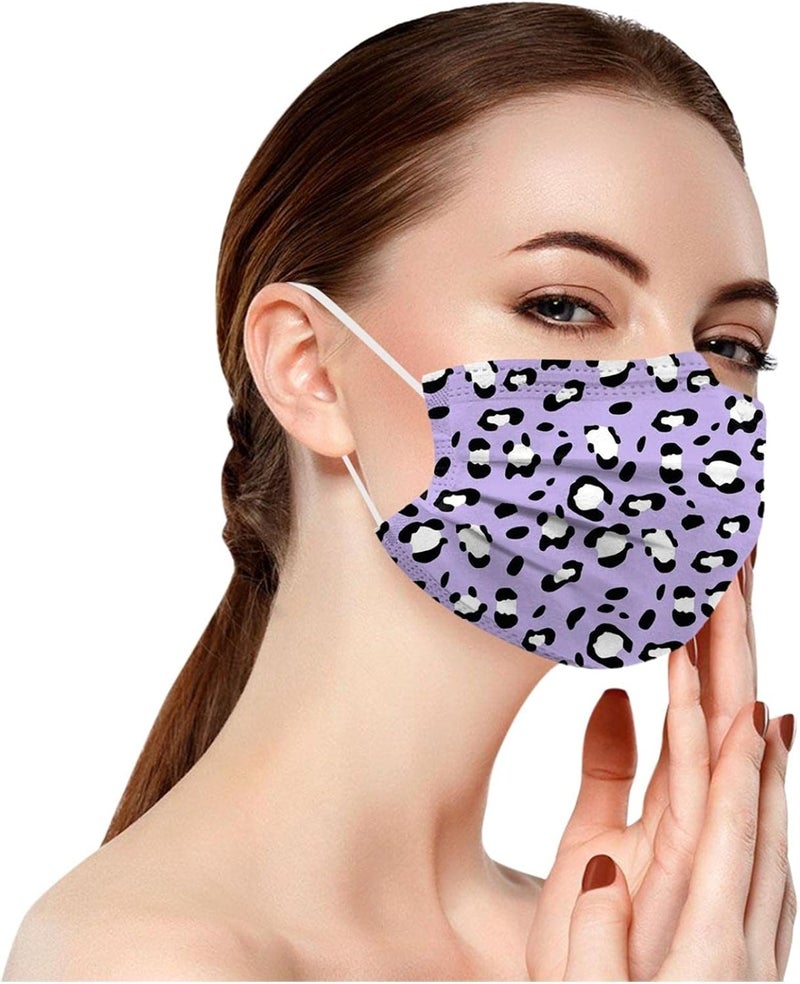 woobles 50PCS Leopard Printed Disposable Face Masks for Women Adults with Design Cheetah Paper Face Masks Full Face Protection F 02 - Image 2