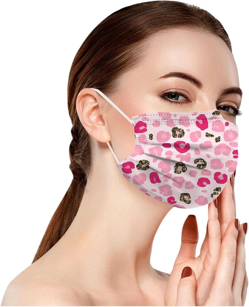 woobles 50PCS Leopard Printed Disposable Face Masks for Women Adults with Design Cheetah Paper Face Masks Full Face Protection F 02 - Image 5