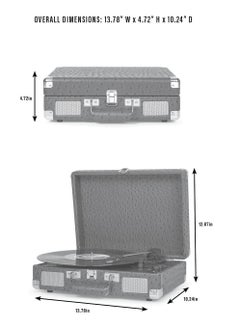 Crosley Crosley CR6019E-SMK4 Executive Vintage Bluetooth in/Out 3-Speed Portable USB Turntable Smoke  - Image 4