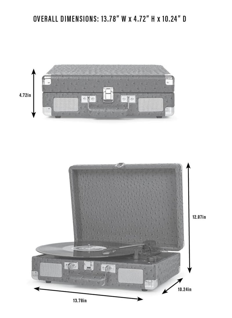 Crosley Crosley CR6019E-SMK4 Executive Vintage Bluetooth in/Out 3-Speed Portable USB Turntable Smoke  - Image 4