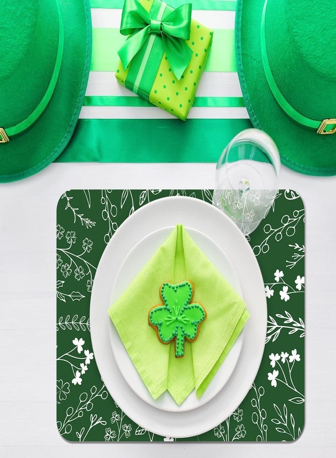 OBUSATT 6 Pcs St. Patrick's Day Placemats Set Lucky Shamrock Placemats St. Patricks Table Mats Clovers Irish Spring Green Holiday Table Decoration for Home Kitchen Dining Decor March Party Supplies - Image 5
